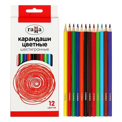 Карандаши цвет. 12 цв. шестигранные 371198 ГАММА - фото 47090890