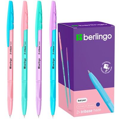 Ручка шариковая синяя 0,7мм Berlingo "Tribase haze" 376471 - фото 47091026