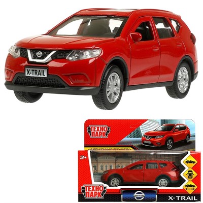 Модель X-TRAIL-RD NISSAN X-TRAIL  длина 12 см, двери, багаж, инерц, красный Технопарк в кор. - фото 47091352