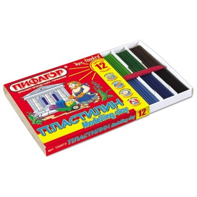 Пластилин 12 цв. Пифагор 240 гр. 100973 - фото 47345440