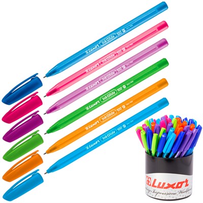 Ручка шариковая Luxor InkGlide 100 Icy синяя 0,7мм трехгранная 16700/50 Tub - фото 47828631