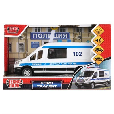Модель TRANSITVAN-16PLPOL-WH Ford Transit Полиция Технопарк в коробке - фото 48902274