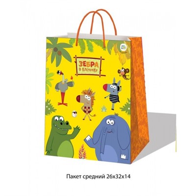 Пакет Чудо праздник Зебра в клеточку 26*32*14см CLRBG-ZSQ - фото 49492967