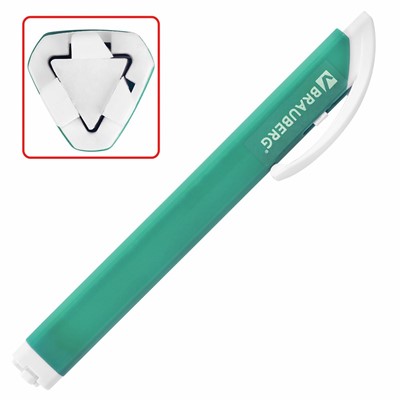 Ластик выдвижной + 2 сменных ластика бирюзовый 272693 Brauberg trios - фото 49551126