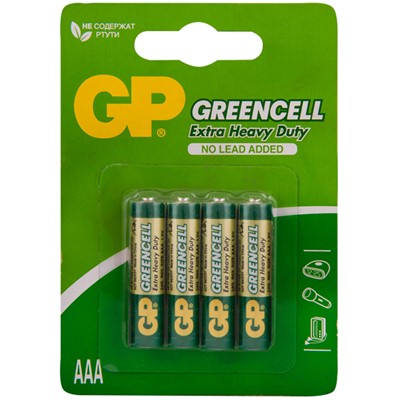 Батарейка GP Greencell AAA (R03) 24S солевая, BL4 / цена за 1 шт / 267817 - фото 53097617
