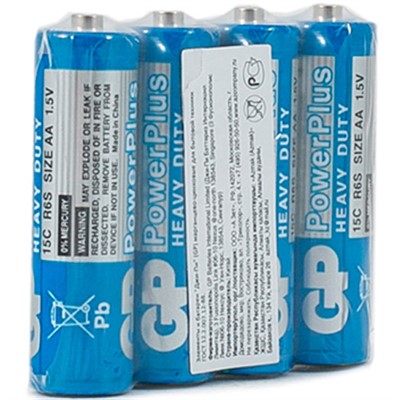 Батарейка GP PowerPlus AA (R6) 15G солевая, OS4 232913 - фото 53268832
