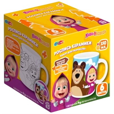 Набор для творчества Кружка для росписи Маша и Медведь МУЛЬТИ АРТ MUG-129503 - фото 54343405