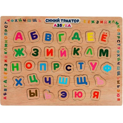 Деревянные Вкладыши Азбука Синий Трактор Буратино W012-STR - фото 55799031