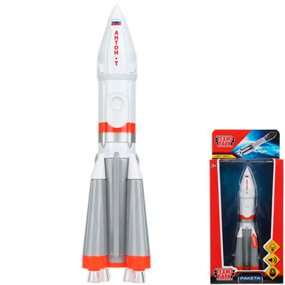 Модель ROCKET-18SL-WHGY Ракета высота 18 см, люк, бело-серый Технопарк в коробке /64/ - фото 56942193