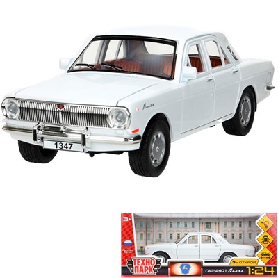 Модель 2401-124SL-WH ГАЗ 2401 свет-звук 19,7 cm, дв, кап, баг, ин, белый Технопарк в кор. - фото 56942238