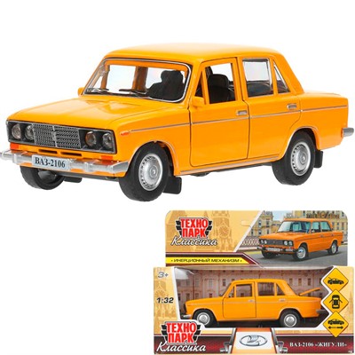 Модель 2106-132-OR ВАЗ-2106 13 см, двери, багаж, оранжевый Технопарк в кор. - фото 56942253