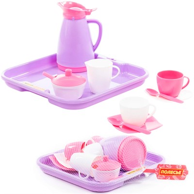Набор посуды "Алиса" с подносом на 2 персоны (Pretty Pink) П-Е 40589 /12/. - фото 57406400