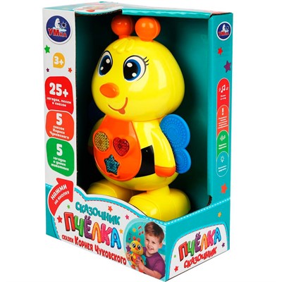 Игрушка на батарейках Сказочник Пчелка 25+ загадок, песен и сказок Шаинский музыка Умка HT1162-R-WOD - фото 58621013