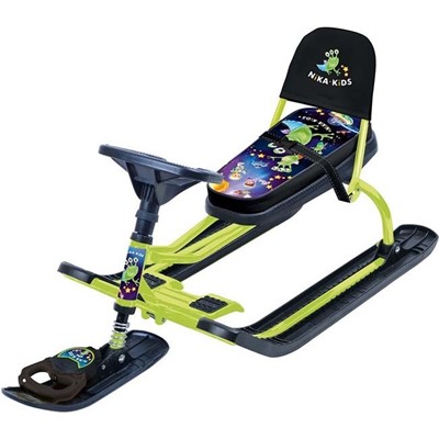 Снегокат Тимка спорт со спинкой ТС4-1/П2 с пришельцами лимонный каркас /Ника/ - фото 58953988