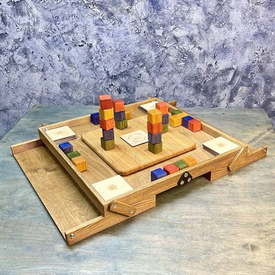 Настольная игра из дерева Цветные кубики Премиум М - фото 59065957