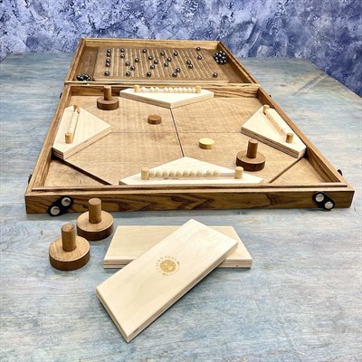 Настольная игра из дерева Аэрохоккей на 4-х игроков и Магнитные шарики 2 в 1 - фото 59066399