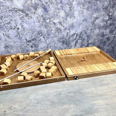 Настольная игра из дерева Башня из колец и Дюжина 2 в 1 - фото 59066429