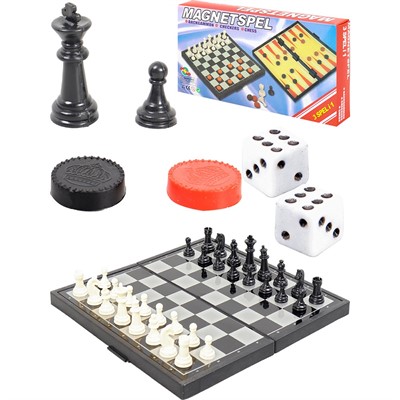 Шахматы, шашки, нарды пластиковые на магните 29х29см И-0148 - фото 59181683