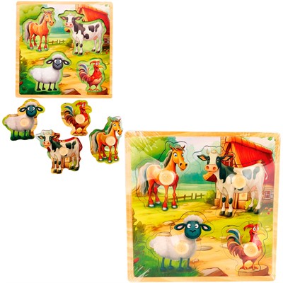 Деревянная Рамка-вкладыш Животные деревни 15x15x0,6 см ИД-0175 - фото 59292741