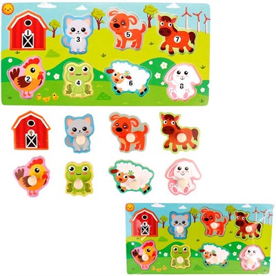 Деревянная Рамка-вкладыш Животные деревни-2 30x15x0,5 см ИД-0180 - фото 59292779