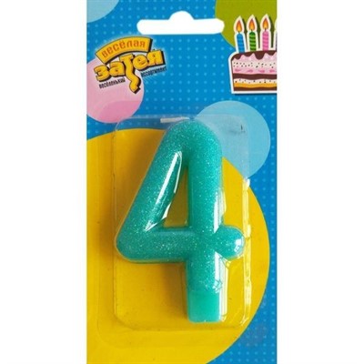Свеча цифра "4" Блестящая 7,6 см 1502-2149 - фото 60033519