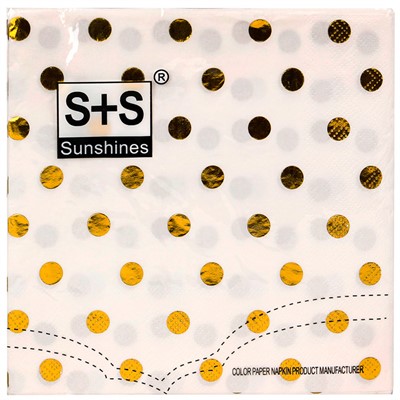 Салфетки бумажные с золотым тиснением Горох 33 см,20 шт СП-5176 - фото 60515296