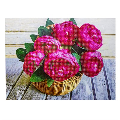 Набор для творчества Алмазная мозаика Пионы 40*50см частичная выкладка 87148 - фото 60726827