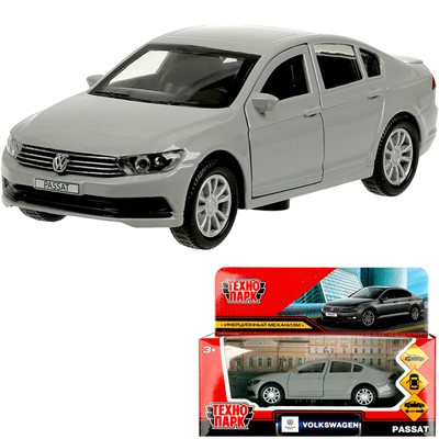 Модель PASSAT-12-GY VOLKSWAGEN PASSAT 12 см, двер, багаж, инерц, темно-серый Технопарк  в коробке - фото 60945674