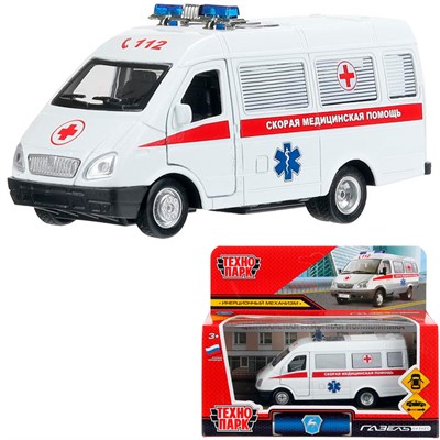 Модель GAZ3221VAN-12AMB-WH-WOD ГАЗ -3221 Газель 12,2 см, Скорая Технопарк в кор. - фото 60946263