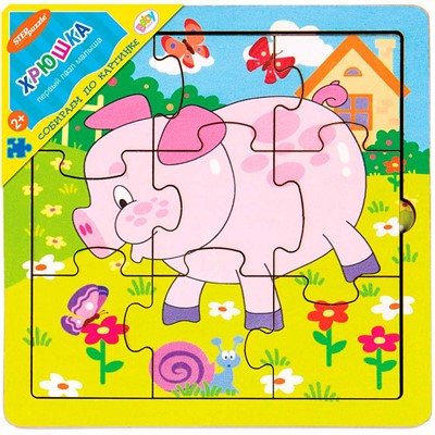 Деревянная Игра Хрюшка собираем по картинке Baby Step 89051 - фото 61080637