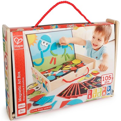 Деревянный Игровой набор Магнитный конструктор в коробке Веселый художник 91 элемент E1631_HP - фото 62309945