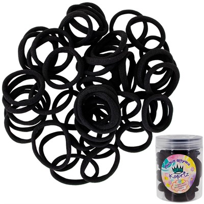 Набор резинок для волос FG250519019Q в банке Miss Kapriz 50 шт в упак. черный цвет - фото 62411964