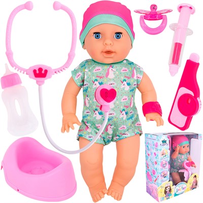 Пупс Miss Kapriz YS1955-23E 35 см. интерактивный с набором доктора, в кор. - фото 62522072