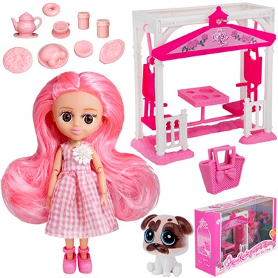 Кукла малышка RR022 в беседке с аксесс. в кор. - фото 62570671