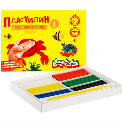 Пластилин 6 цв. Каляка-маляка ПКМ06-П 90г. - фото 62607813