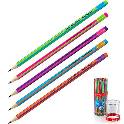 Карандаш ч/г НВ пластик трезгран. с ластиком ВР00865 Berlingo Fuze - фото 62616049