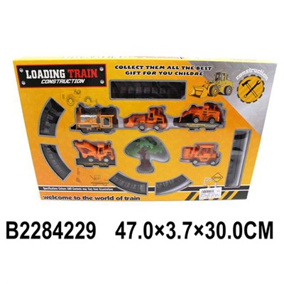 Железная дорога 015-11AX со строительной техникой в коробке - фото 62655686