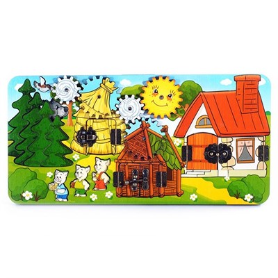 Деревянный Бизиборд Три поросенка 8012 - фото 62659873