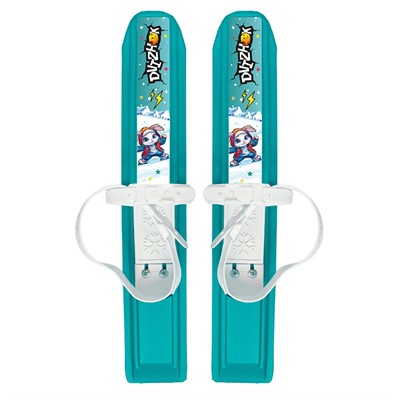 Лыжи мини Юниор 47см бирюзовые в сетке МПЛ 104.00 Dvizhok - фото 62661997