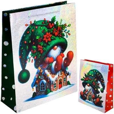 Пакет новогодний Гном 26*32*10 см 141V-1049 - фото 62685323