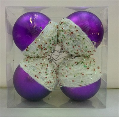 Елочный набор Шары фиолетовый 8см 4шт 141-574К - фото 62731926