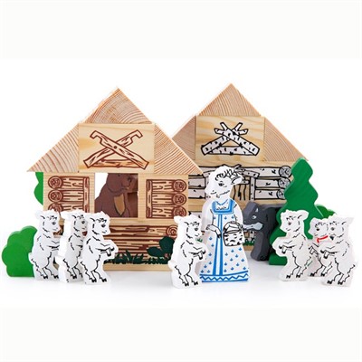 Деревянный конструктор Сказки Волк и семеро козлят 4534-5 - фото 62736144