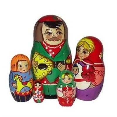 Деревянная матрешка Семейка 5 шт. Р-45/749 - фото 62739144