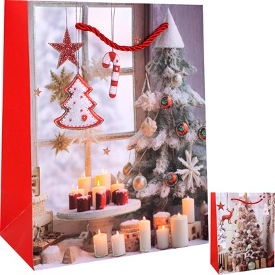 Пакет новгодний Елка 18*23*10 см 141V-1004 - фото 62746126