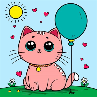 Набор для творчества Роспись по холсту с красками 15х15 см. Розовый котик Х-5157 - фото 62752898