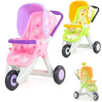 Коляска для куклы №2 прогулочная трехколесный колесная 48141 П-Е /1/ - фото 62757376