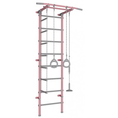 Спорткомплекс "Pastel 1" розовый-серый. Веревоч.лестница,кольца,тарзанка PF1П2.16-П - фото 62758000