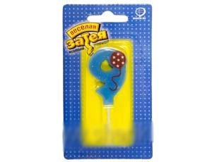 Свечи для торта цифра 9 Шарик 4,5 см/V 1502-1256 - фото 62758379