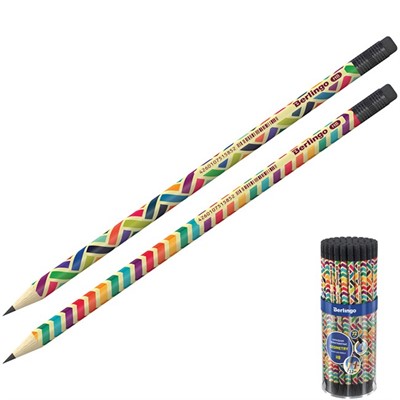 Карандаш ч/г НВ круглый с ластиком ассорти BP00898 Berlingo Geometry - фото 62758678