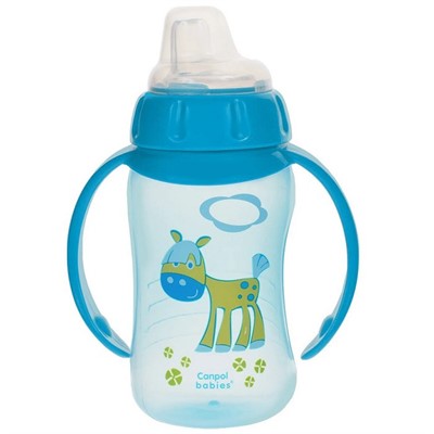 Поильник 210 мл с силиконовым носиком и ручками 628 - фото 62758739